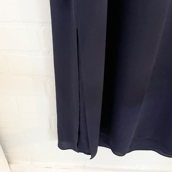 Aritzia Babaton Maxi dress Jeremy Navy blue Lined V neckline/back Minimalis L - Picture 7 of 10